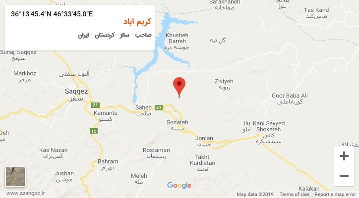 روستای کریم آباد بر روی نقشه