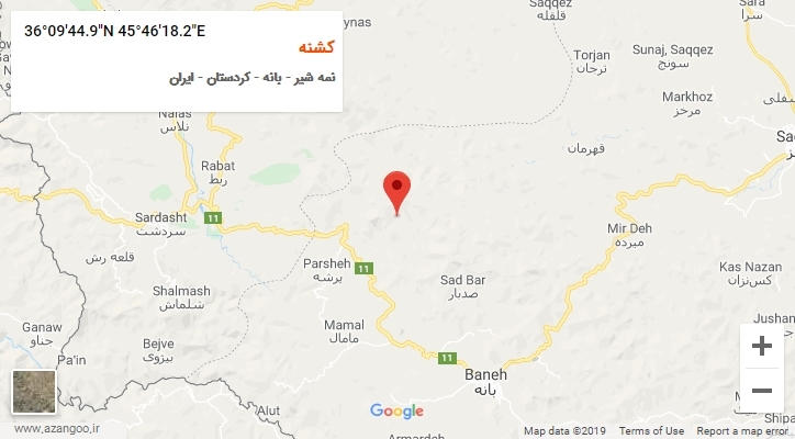 روستای کشنه بر روی نقشه