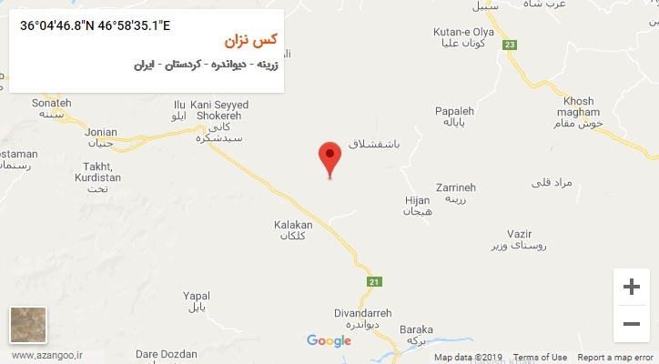روستای کس نزان بر روی نقشه