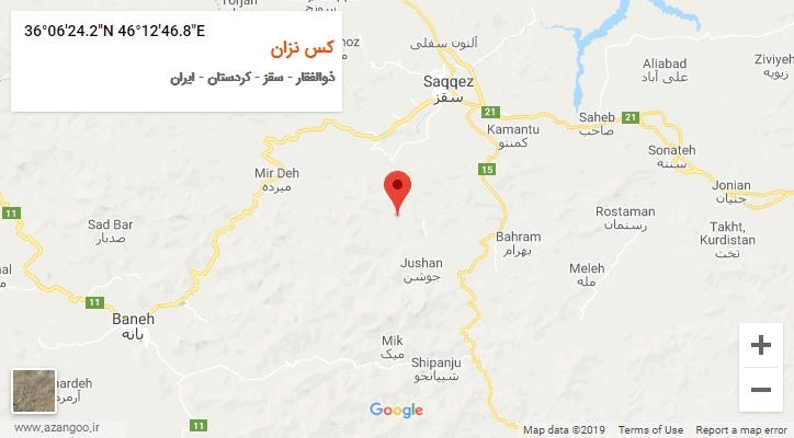 روستای کس نزان بر روی نقشه