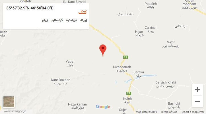 روستای کتک بر روی نقشه