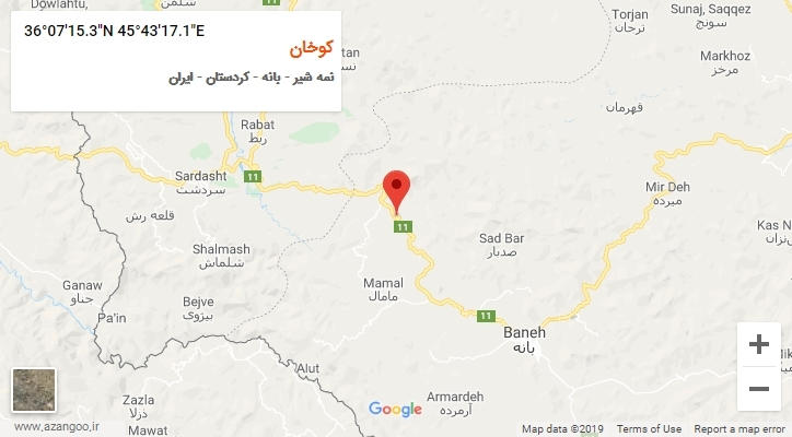 روستای کوخان بر روی نقشه