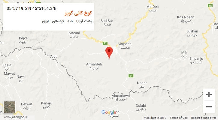 روستای کوخ کانی گویز بر روی نقشه