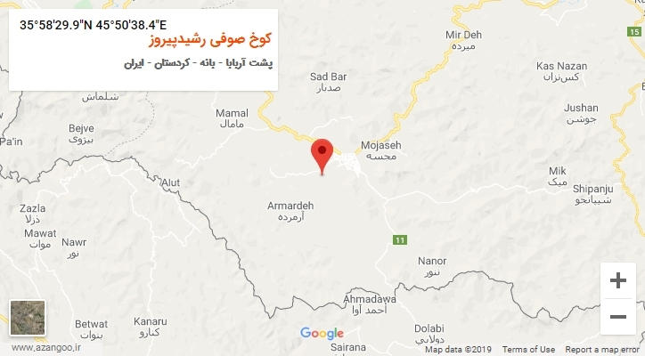 روستای کوخ صوفی رشیدپیروز بر روی نقشه