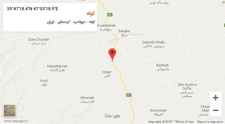 روستای کوله بر روی نقشه