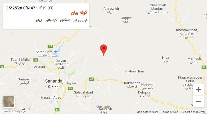 روستای کوله بیان بر روی نقشه