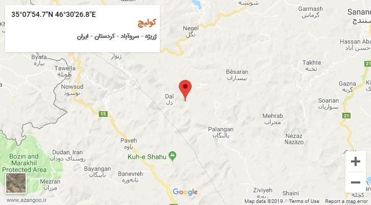 روستای کولیچ بر روی نقشه