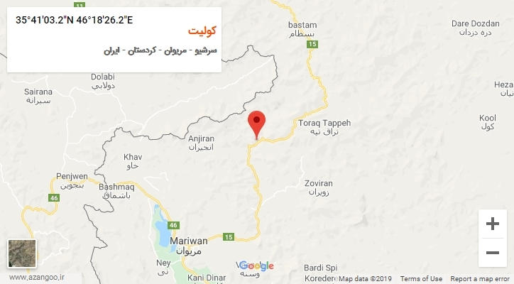 روستای کولیت بر روی نقشه