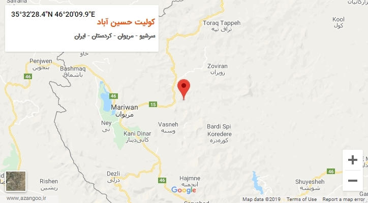 روستای کولیت حسین آباد بر روی نقشه