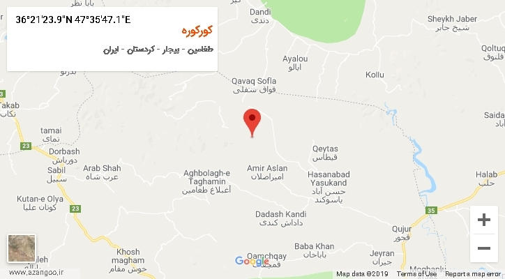 روستای کورکوره بر روی نقشه