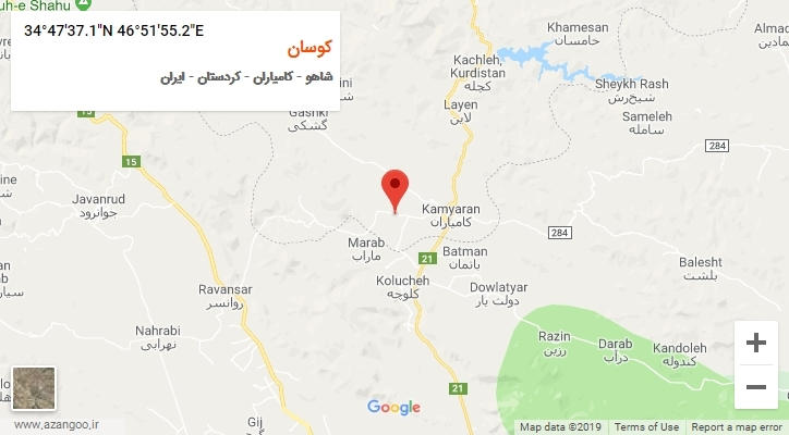 روستای کوسان بر روی نقشه