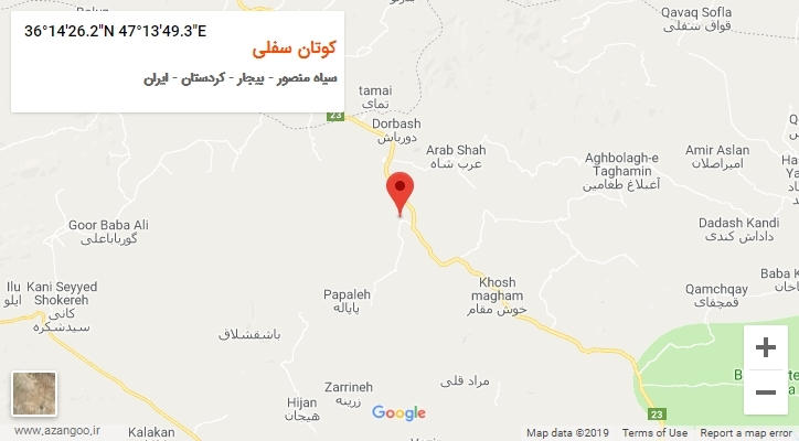 روستای کوتان سفلی بر روی نقشه