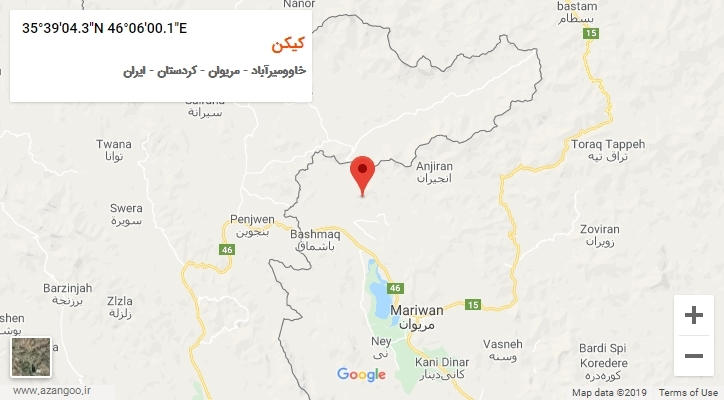 روستای کیکن بر روی نقشه