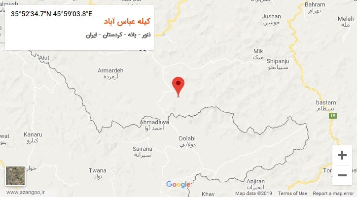 روستای کیله عباس آباد بر روی نقشه