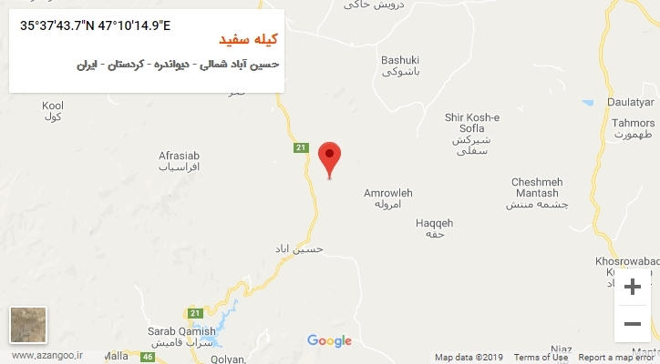 روستای کیله سفید بر روی نقشه