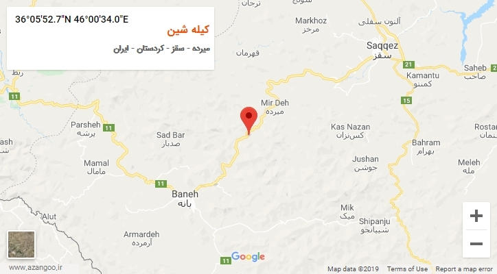 روستای کیله شین بر روی نقشه