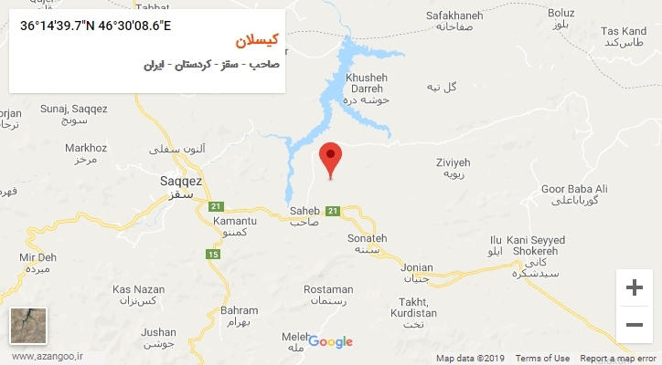 روستای کیسلان بر روی نقشه