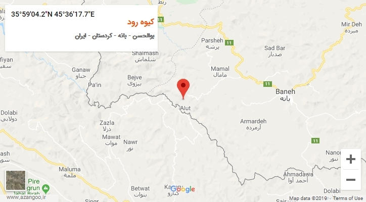 روستای کیوه رود بر روی نقشه