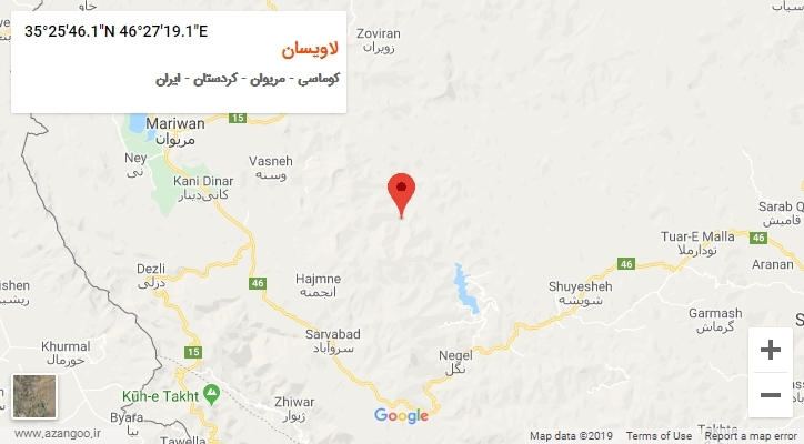 روستای لاویسان بر روی نقشه