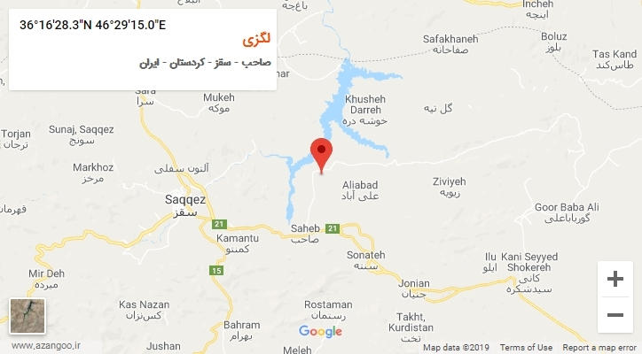 روستای لگزی بر روی نقشه