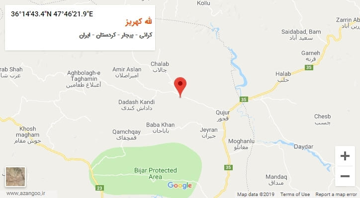 روستای لله کهریز بر روی نقشه
