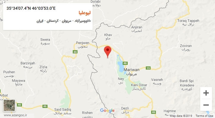 روستای لیوعلیا بر روی نقشه