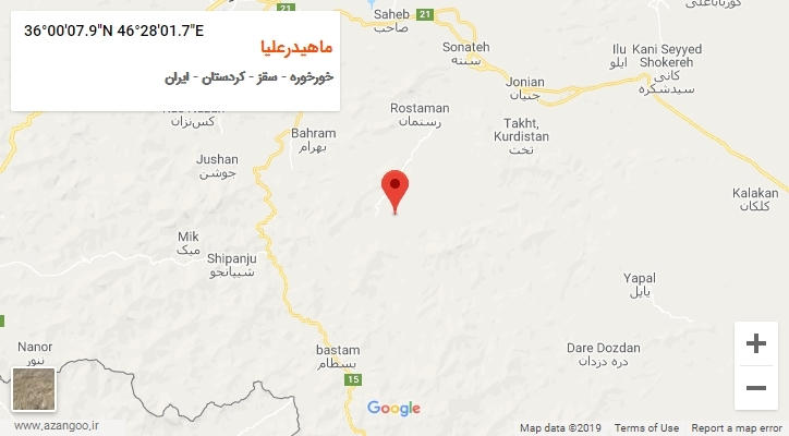 روستای ماهیدرعلیا بر روی نقشه
