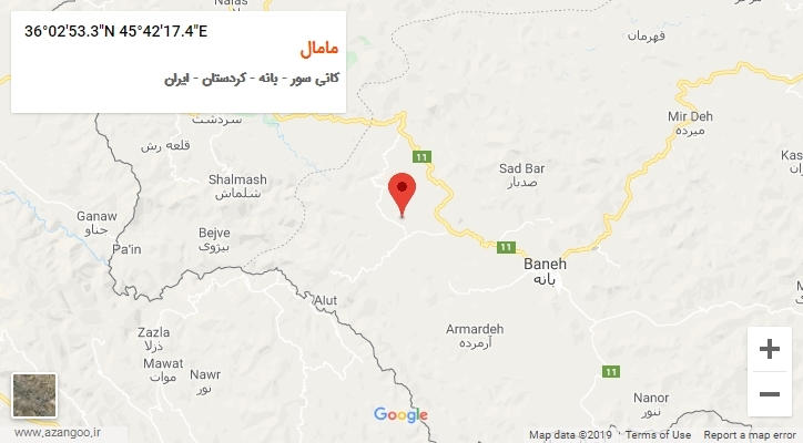 روستای مامال بر روی نقشه