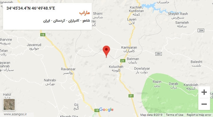 روستای ماراب بر روی نقشه