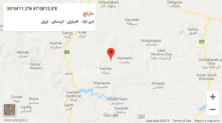 روستای مارنج بر روی نقشه