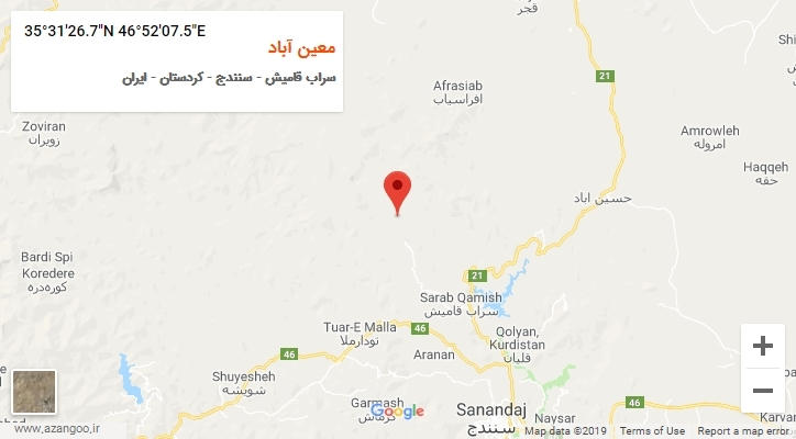 روستای معین آباد بر روی نقشه