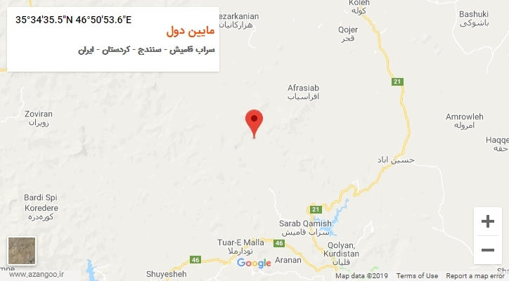روستای مایین دول بر روی نقشه