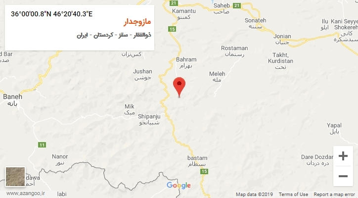 روستای مازوجدار بر روی نقشه