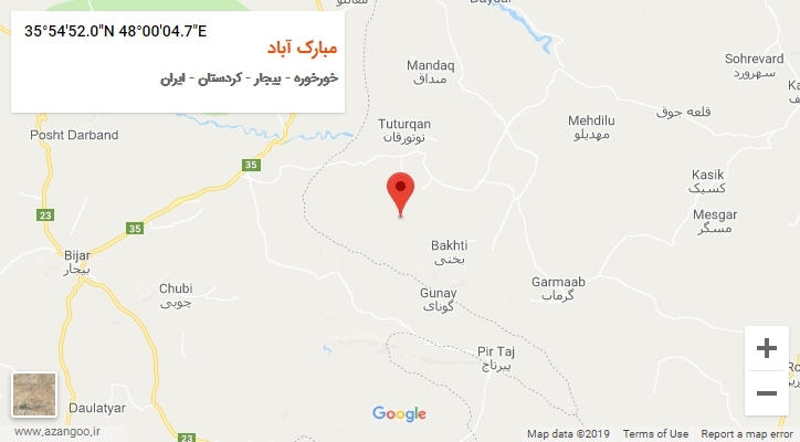 روستای مبارک آباد بر روی نقشه