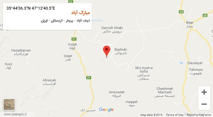 روستای مبارک آباد بر روی نقشه