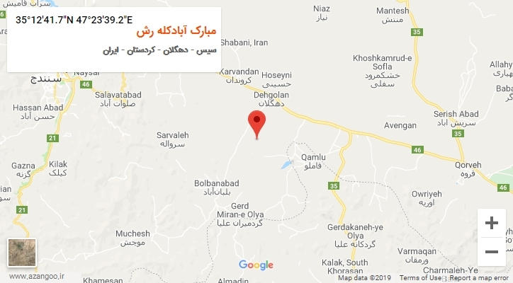روستای مبارک آبادکله رش بر روی نقشه