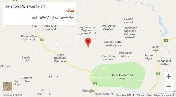 روستای مدک بر روی نقشه