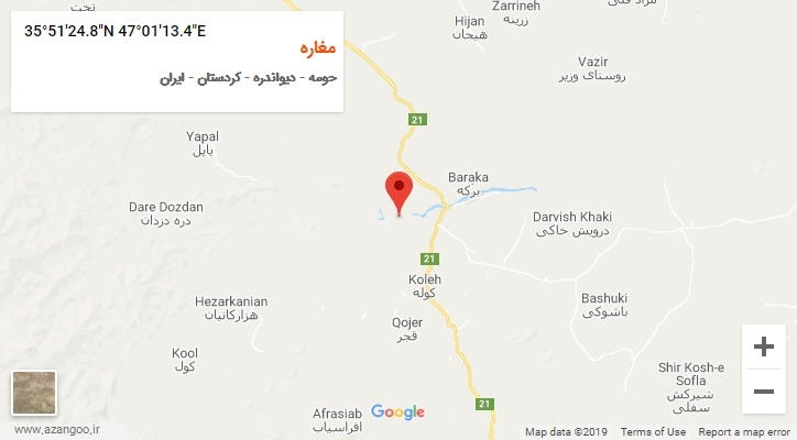 روستای مغاره بر روی نقشه