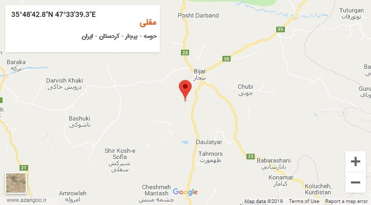 روستای مقلی بر روی نقشه