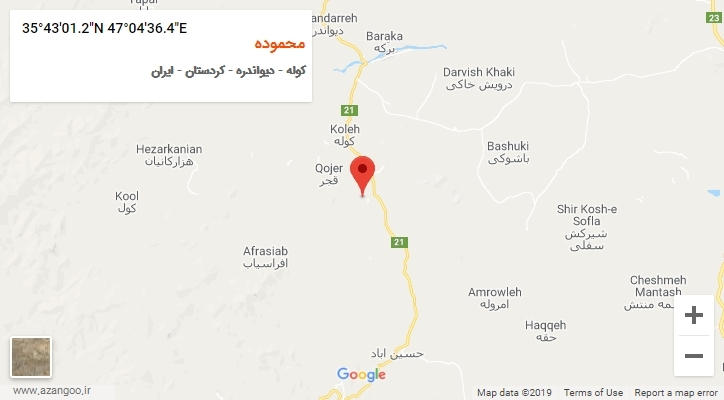 روستای محموده بر روی نقشه