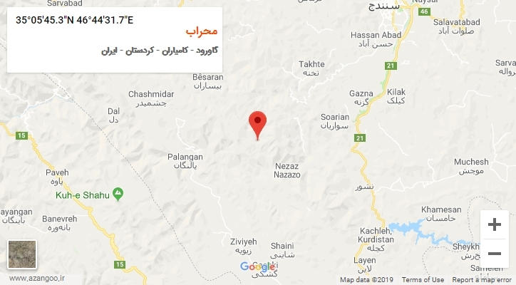 روستای محراب بر روی نقشه