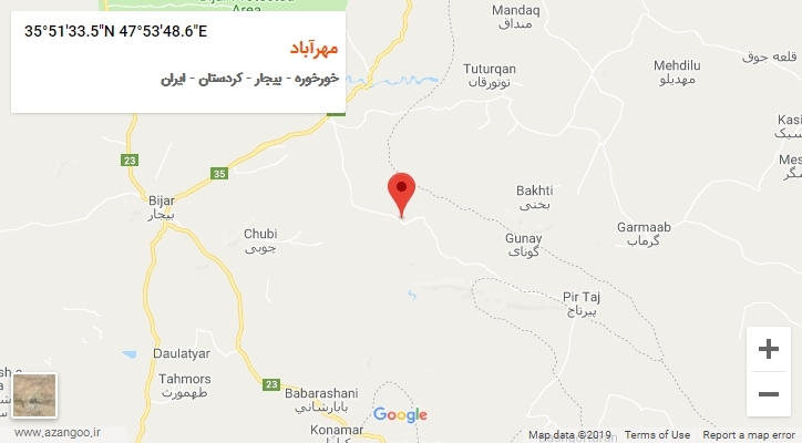 روستای مهرآباد بر روی نقشه