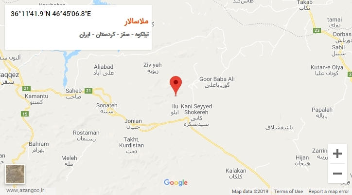 روستای ملاسالار بر روی نقشه