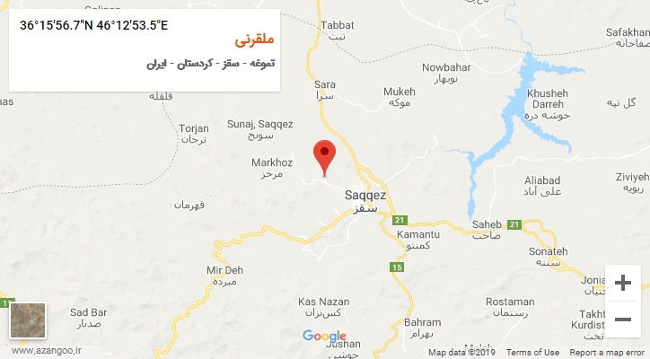 روستای ملقرنی بر روی نقشه