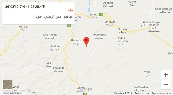 روستای مله بر روی نقشه