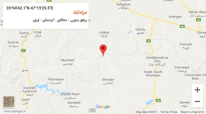 روستای مرادآباد بر روی نقشه