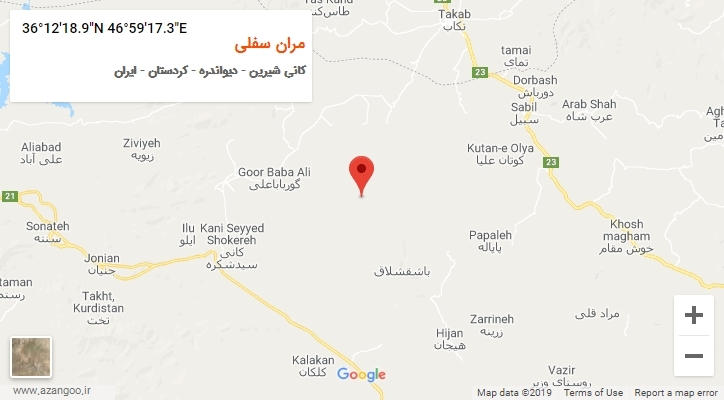 روستای مران سفلی بر روی نقشه