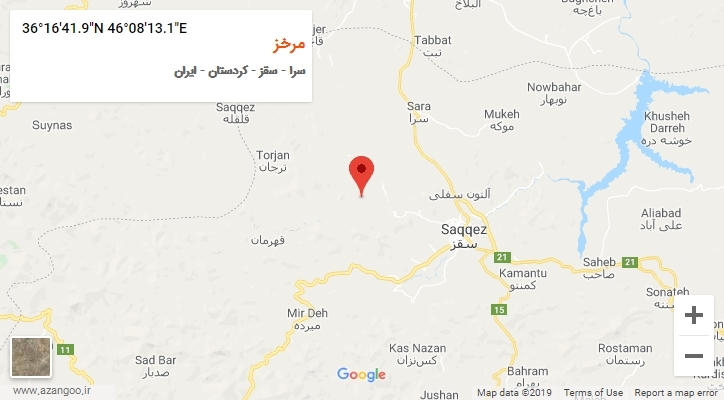 روستای مرخز بر روی نقشه