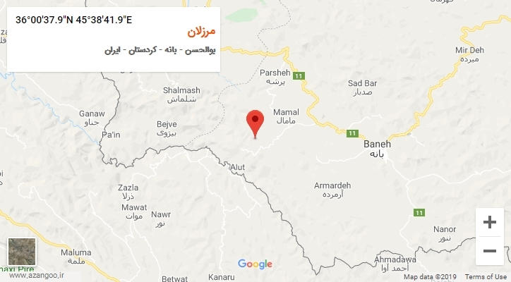 روستای مرزلان بر روی نقشه