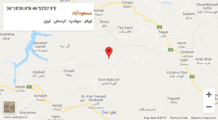 روستای مسعودآباد بر روی نقشه